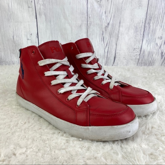 Polo Ralph Lauren Other - Polo Ralph Lauren High Top Shoes Red Leather 11